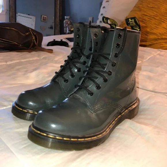 Dr. Martens Glossy Gray Ankle Boots - Picture 4 of 5